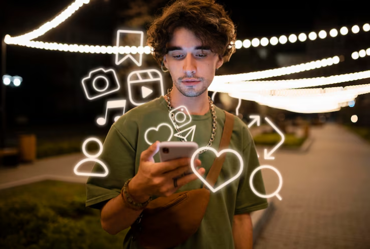 Man using social media